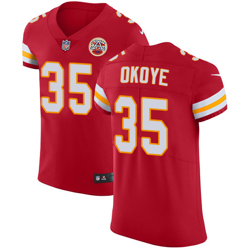 Nike Chiefs #35 Christian Okoye Red Team Color Men's Stitched NFL Vapor Untouchable Elite Jersey - Click Image to Close